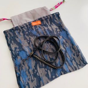 Chan Luu Black Leather and Metal Wrap Bracelet